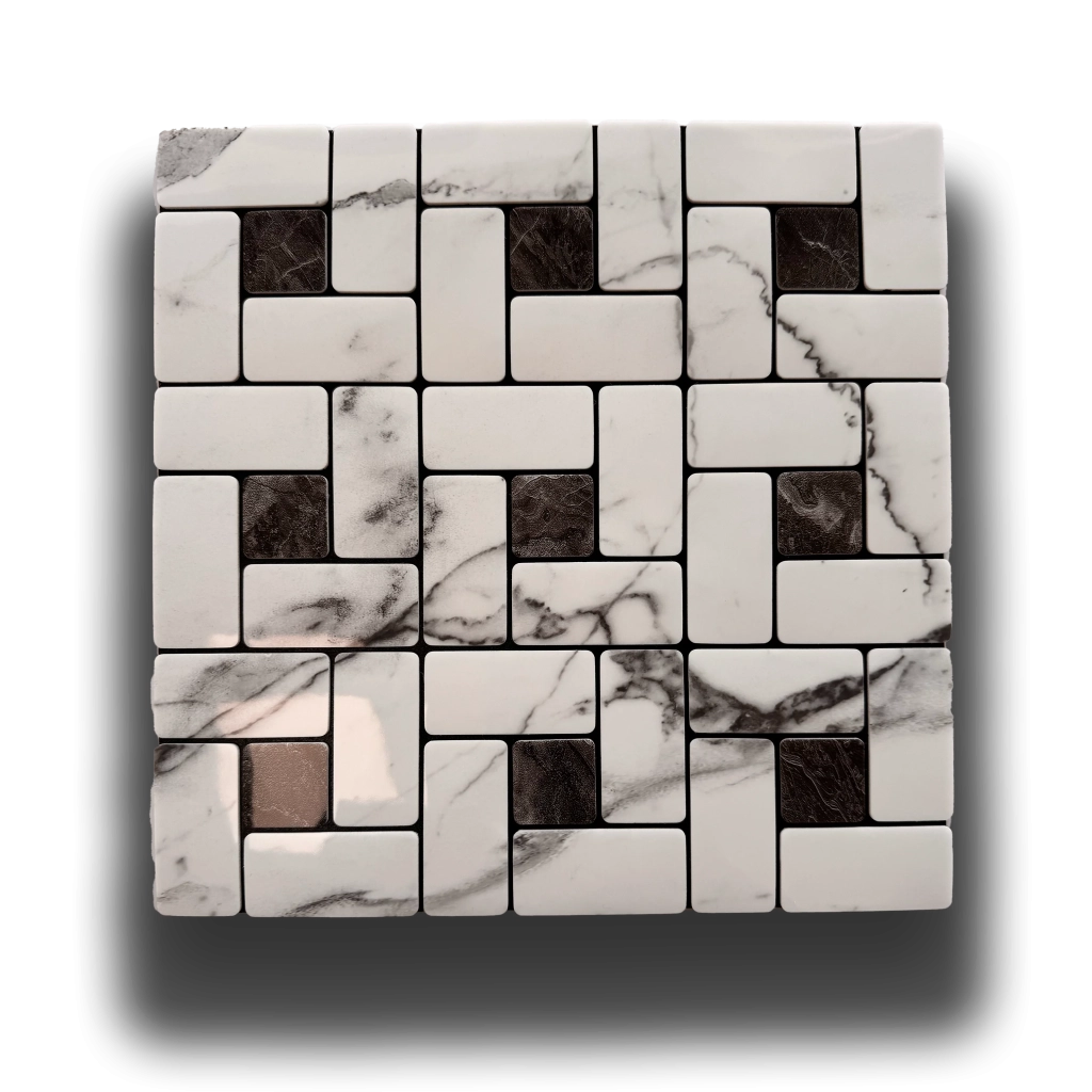 Piastrelle 3D Autoadesive in PET acustiche e isolanti 30x30cm (4mm spessore) MOSAICO MARMO B&W