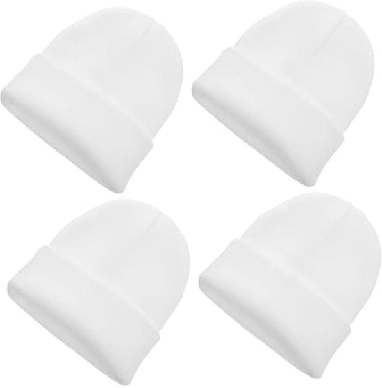 Set di 4 calze da donna caldi e semplici cappelli di lana, comodi e caldi, adatti per viaggi invernali e uso quotidiano, bianchi