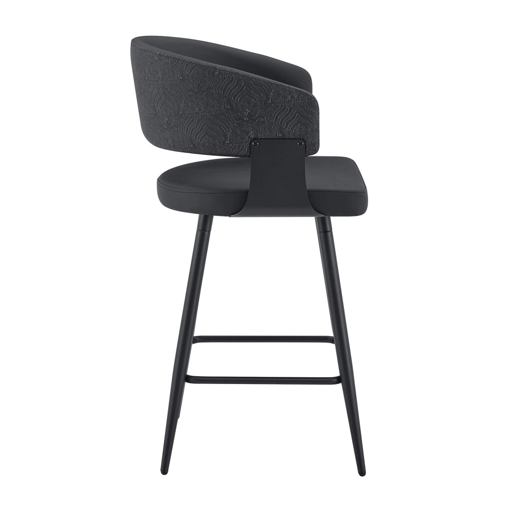 Sedia da pranzo imbottita in PU con schienale ergonomico e braccioli, struttura in metallo nero 82.0 × 46.0 × 56.0 cm