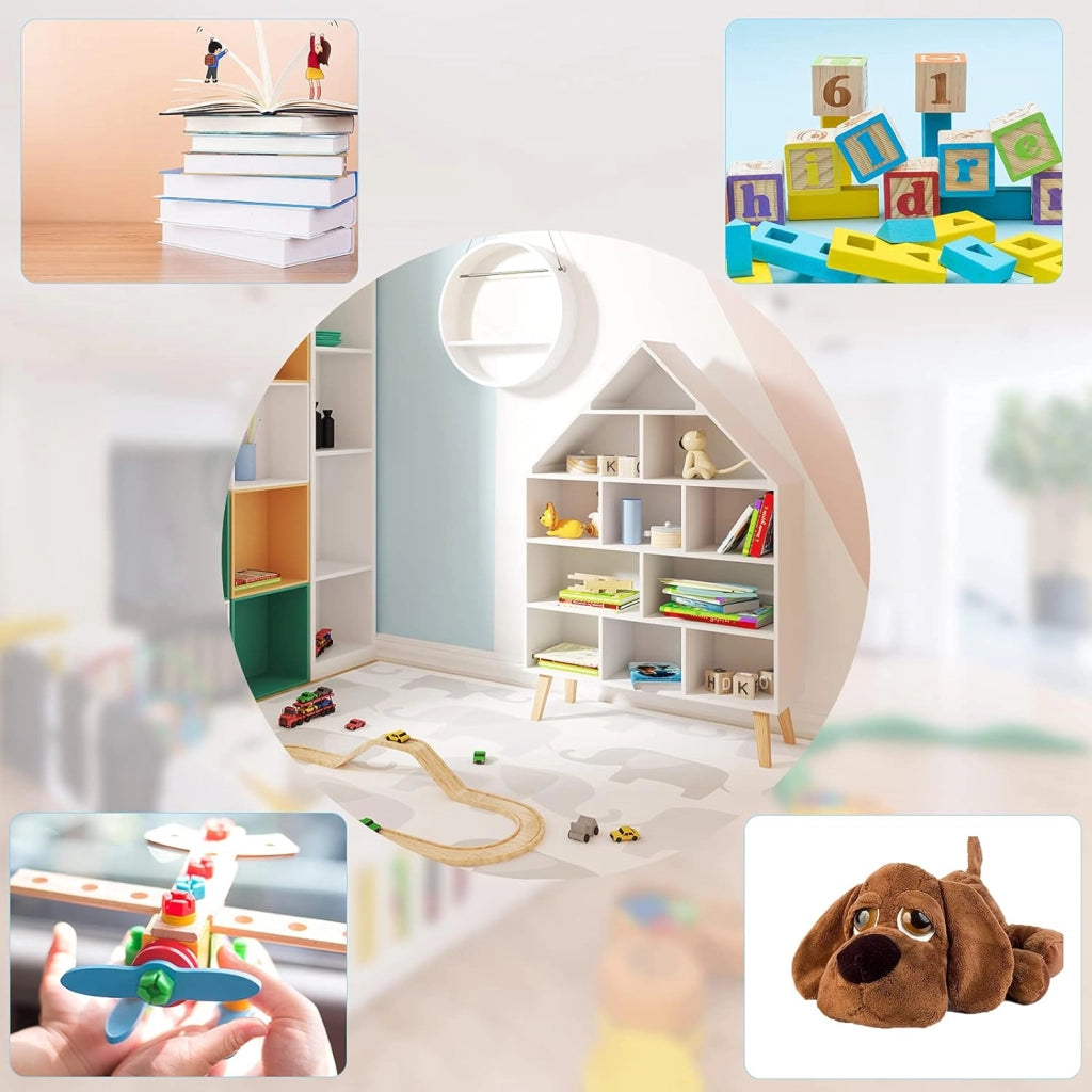 Libreria Montessoriana per Bambini, Scaffale Multistrato per Libri e Giocattoli, Mobile Portalibri Portaoggetti Organizzatore in Legno, Bianco