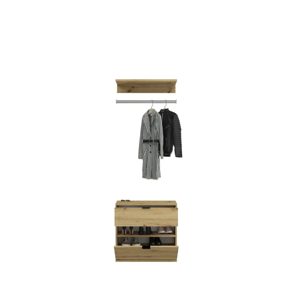 Armadio con 6 porte e specchi, guardaroba e 4 cassetti – Rovere chiaro – BODITE