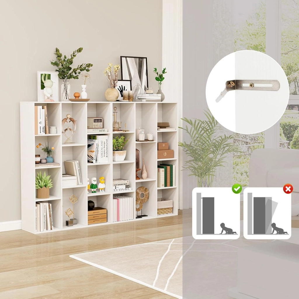 Libreria Aperta con 11 Scomparti, Libreria a Cubi, Arredamento Casa, Scaffale da Ufficio, 74 x 24 x 106 cm (Bianco)
