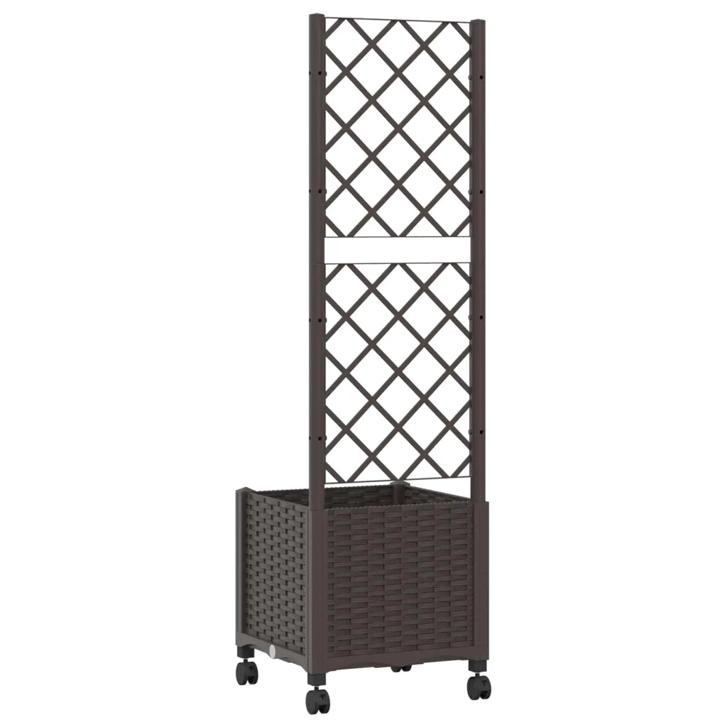 Vaso da giardino con grigliato e ruote Marrone 40 x 40 x 146 cm 3422919