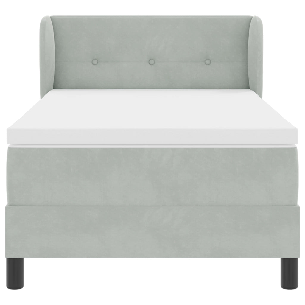 Letto con box spring e materasso  grigio chiaro 100x200 cm in velluto