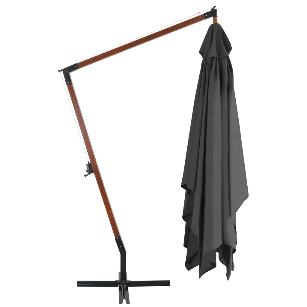 Ombrellone a Sbalzo con Palo in Legno-Ombrello da giardino 400x300 cm Antracite