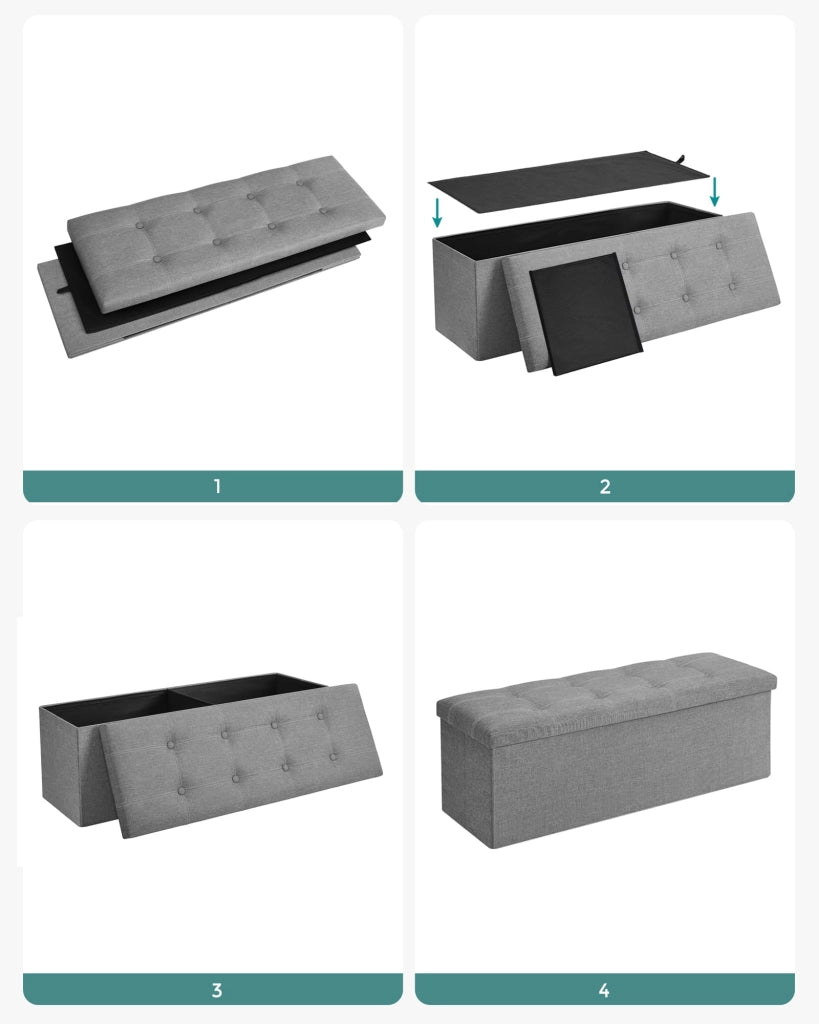 Pouf contenitore Valora PUFA in MDF grigio chiaro, tessuto effetto lino LSF077G05V1
