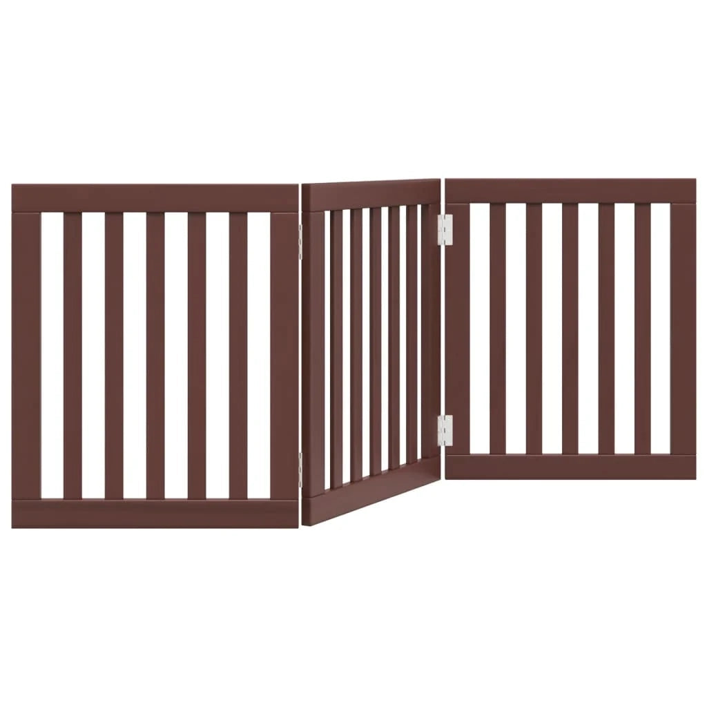 Cancelletto di sicurezza pieghevole per cani a 3 pannelli 150 cm legno di pioppo marrone 02_0023065