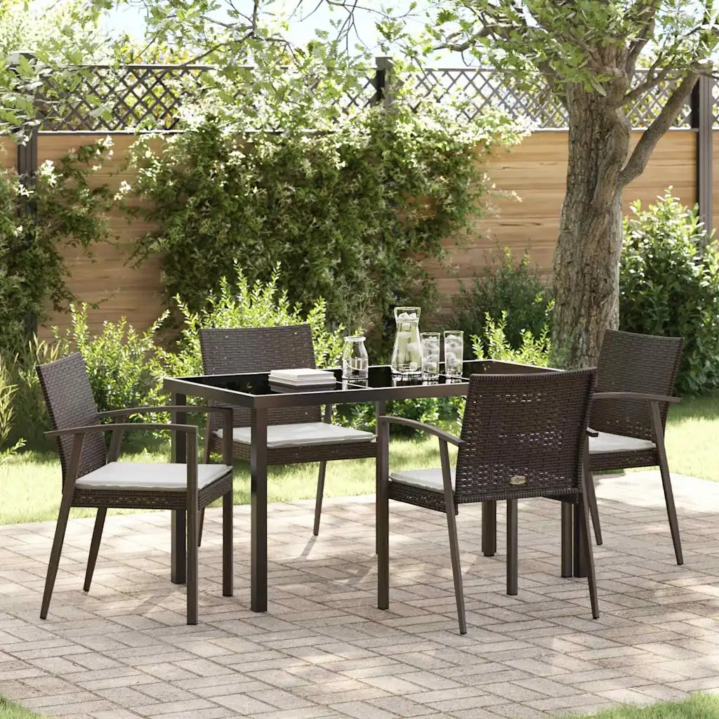 Set da Pranzo per Giardino 5 pcs Marrone e Nero Rattan in PE 3379060
