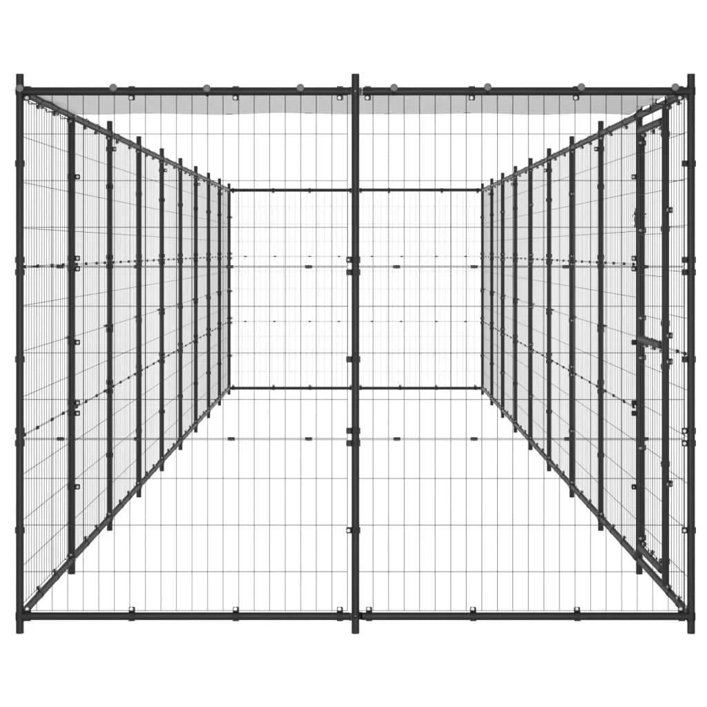 Recinto per animali da esterno per cani in acciaio con tetto 21,78 m² 02_0000396
