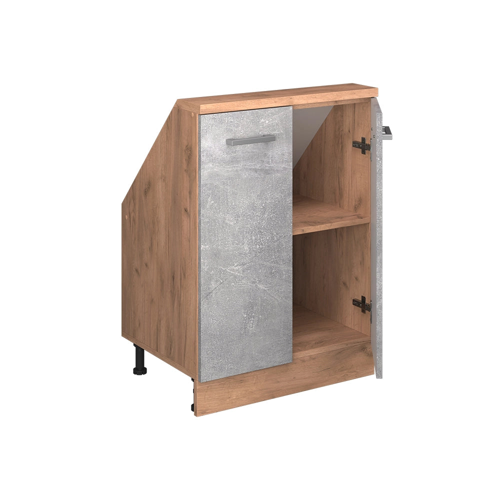 Mobile sottotetto Rion Calcestruzzo/Rovere dorato con 2 porte Vicco