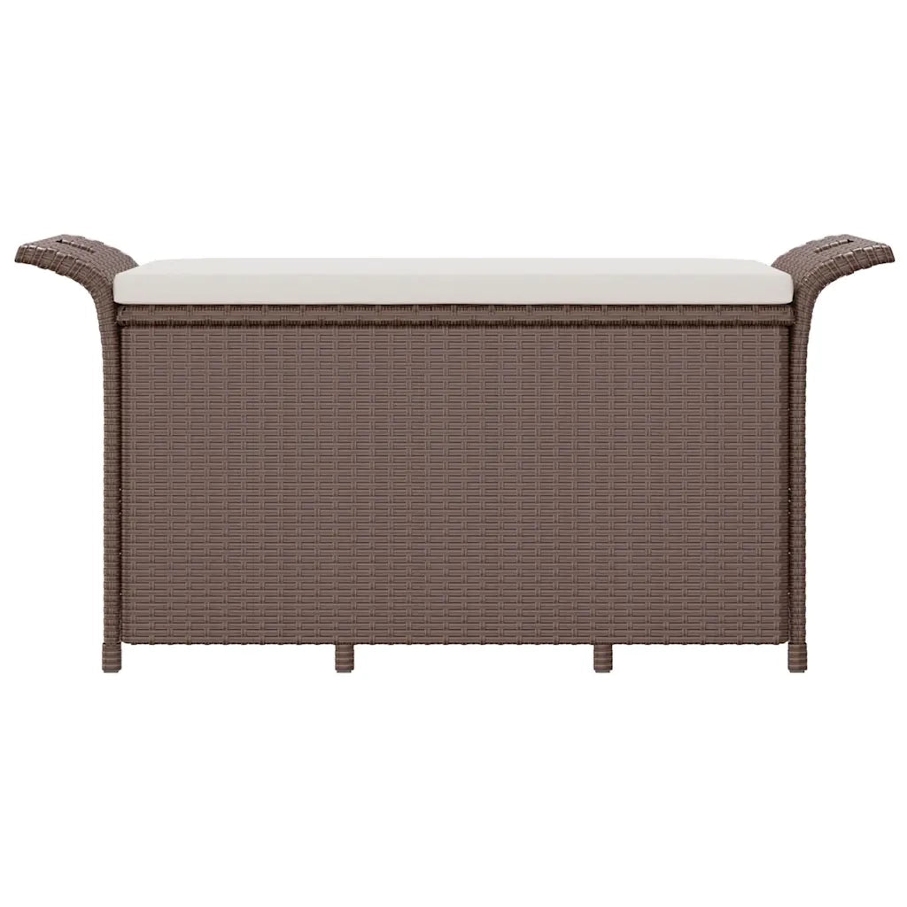 Panca da Giardino con Cuscino Marrone 116x46x57cm in Polyrattan 363416