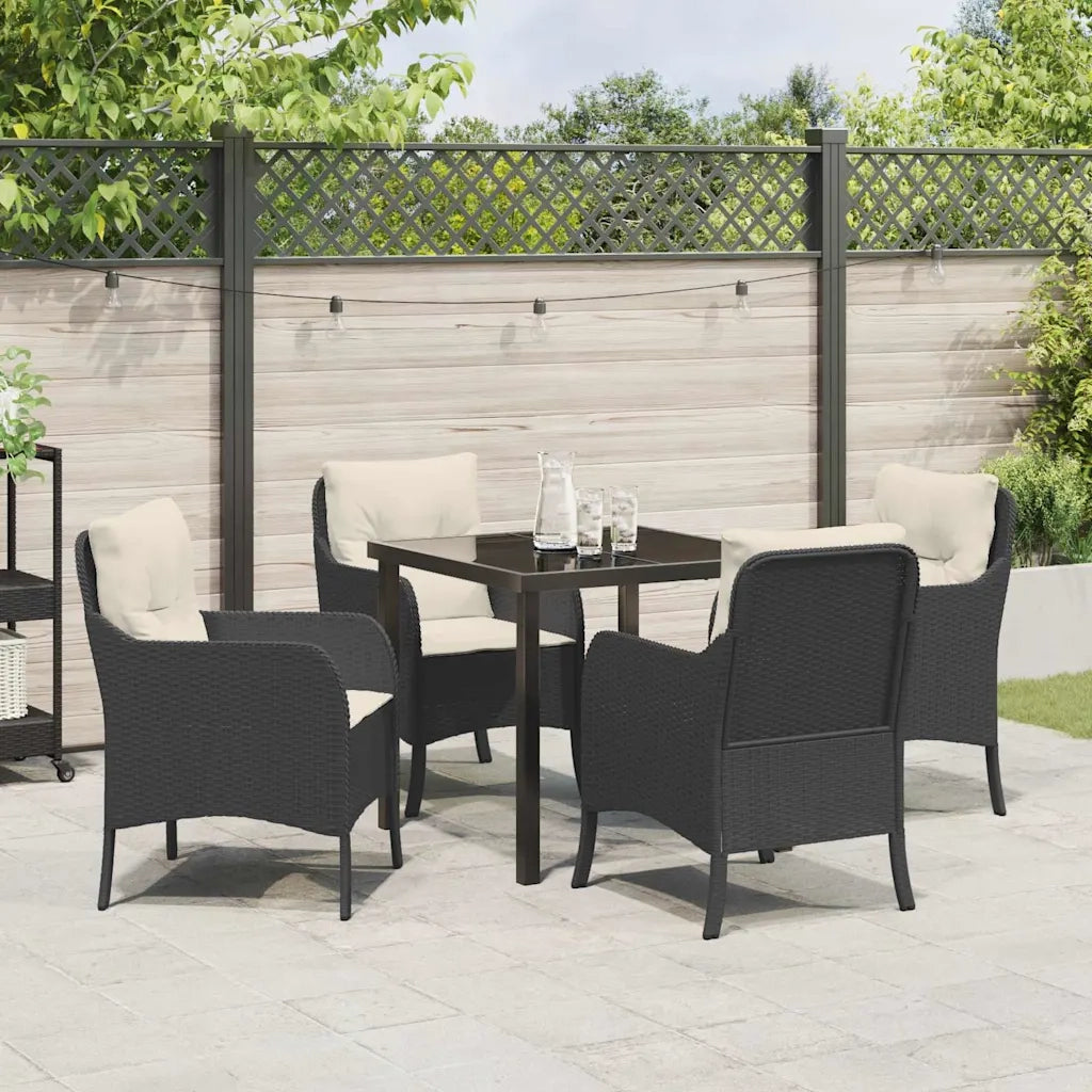 Set da Pranzo per Giardino con cuscino 5 pcs Nero polyrattan 3380142