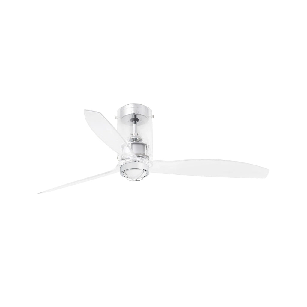 FARO Ventilatore da soffitto con luce industriale 13–176 m² 6 velocita funzione inversa telecomando incluso Cromato Acciaio Vetro FARO-33393_9
