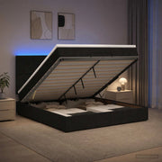 Letto Ottomano con Materasso e LED Nero 140 x 190 cm Tessuto 3458071