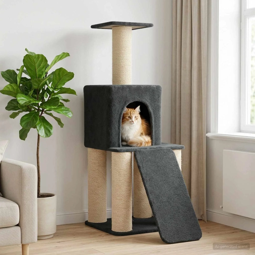Albero per gatti con pali per graffiare in sisal Grigio Scuro 42033044