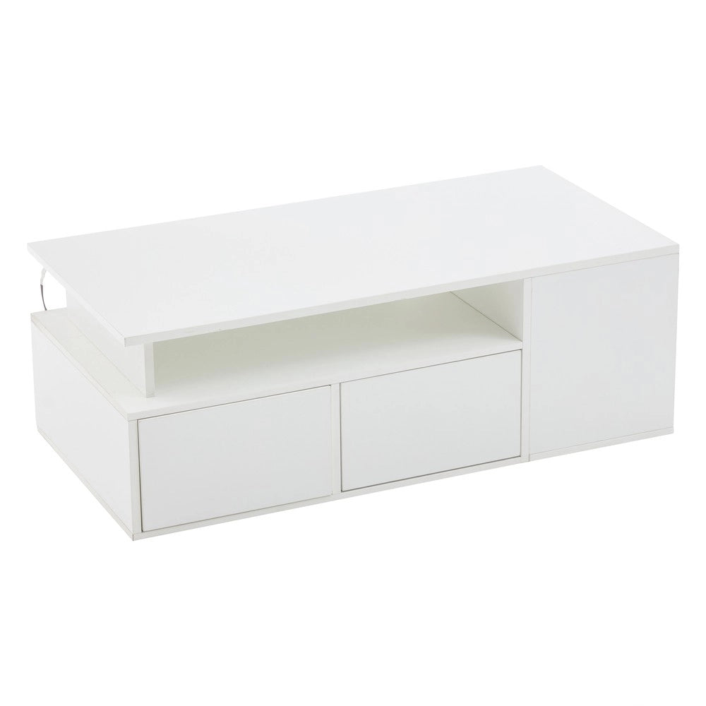 Tavolino da Caff¨¨ con LED e Cassetti ¨C MINIMAL ¨C Bianco, 100x50x35