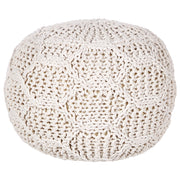 Pouf e poggiapiedi moderni in macrame e cotone intrecciato a mano beige chiaro ⌀ 50 cm soggiorno camera da letto