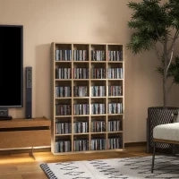 Mobile Porta CD con Ripiani Regolabili per 456 CD o 336 DVD, 24 Scomparti, 89x20x130.5 cm, Legno