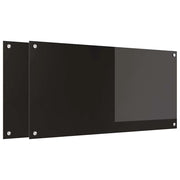 Set di 2 pannelli paraschizzi per cucina resistenti al calore 100 x 50 cm design moderno interno in vetro temperato nero 02_0056316