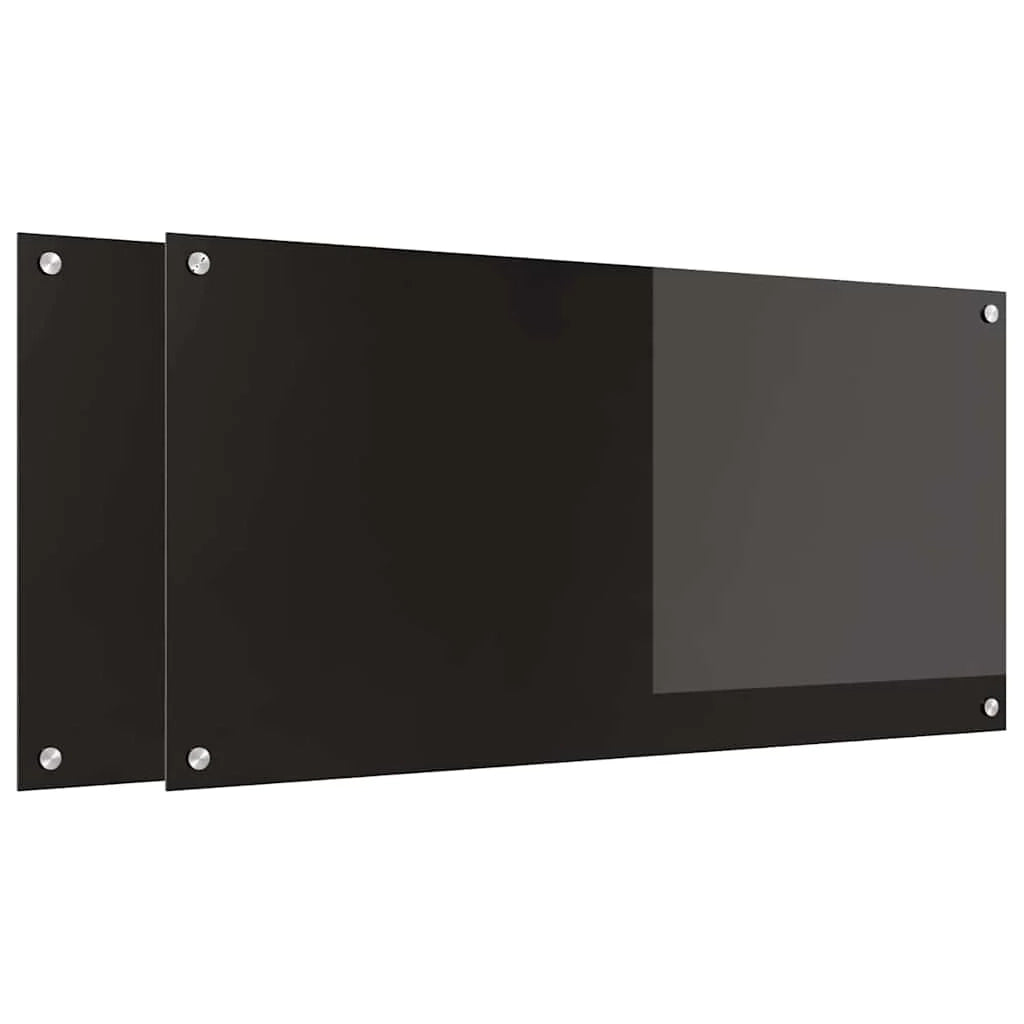 Set di 2 pannelli paraschizzi per cucina resistenti al calore 100 x 50 cm design moderno interno in vetro temperato nero 02_0056316