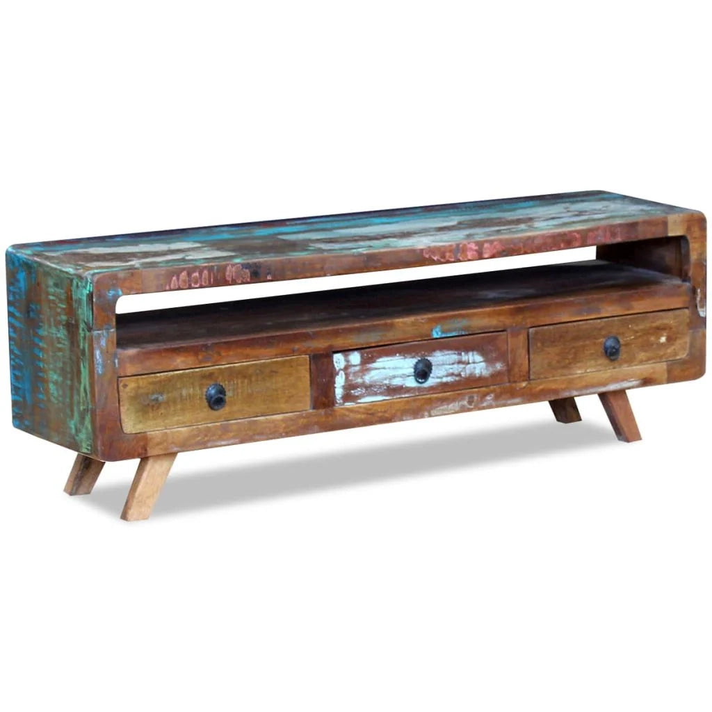 Pratico mobile porta TV/credenza di design con 3 cassetti realizzato in legno massello di recupero 2502100