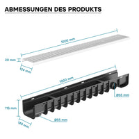 Canale di scolo 1m con griglia per scarico acqua 1,5t Canaletta di drenaggio