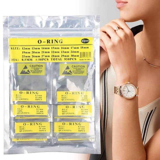 Set di O-ring in gomma - Gaskets idraulici - Alta elasticità - Adatti per orologi - Diversi dimensioni - Gasket orologio