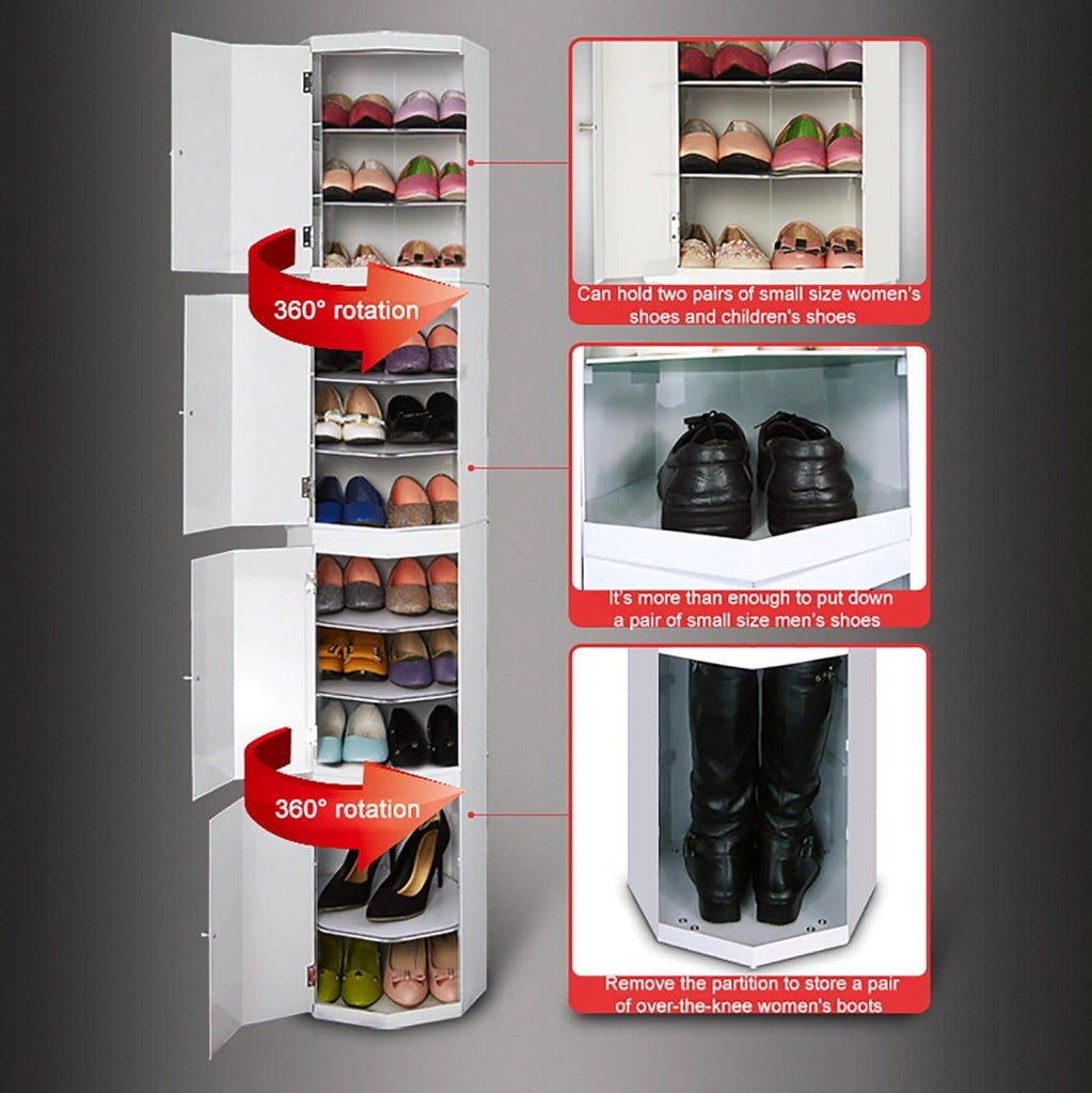 scarpiera Scarpiera in Metallo Girevole a 360° - Organizzatore per riporre Scarpe in Oro Bianco per corridoio del Soggiorno, scarpiera Indipendente salvaspazio - 45 cm/17.