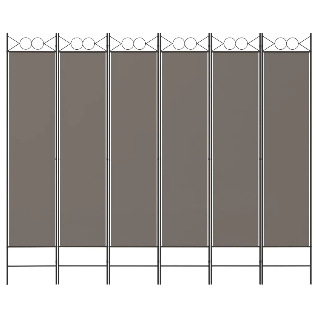 Divisorio Ambienti | Divider per stanze | Paravento a 6 Pannelli Antracite 240 x 220 cm Tessuto