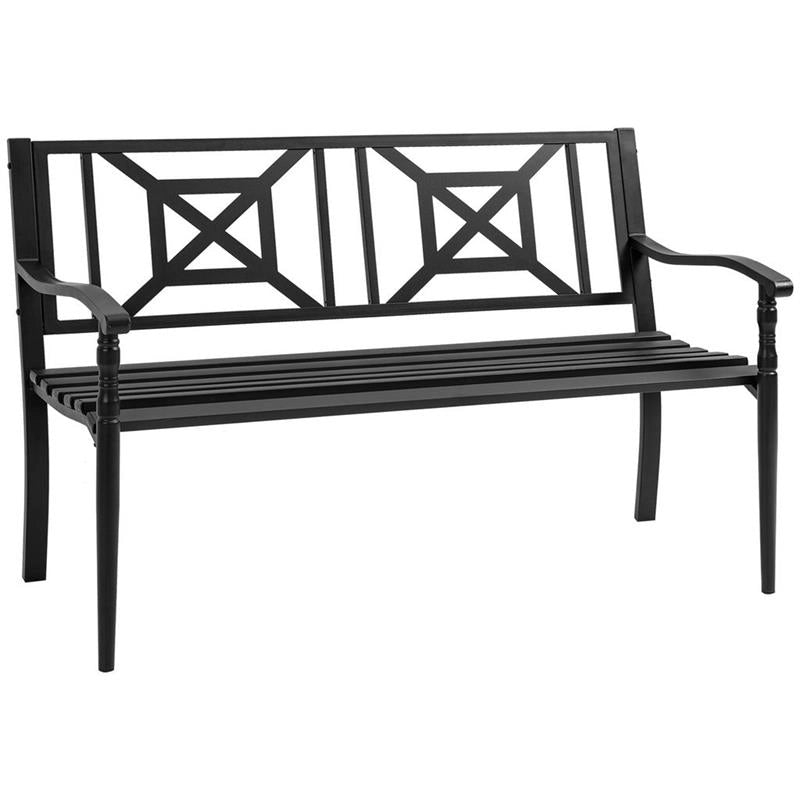PANCHINA DA GIARDINO IN ACCIAIO CON SCHIENALE ALTO 128X62.5X81.5 CM NERO