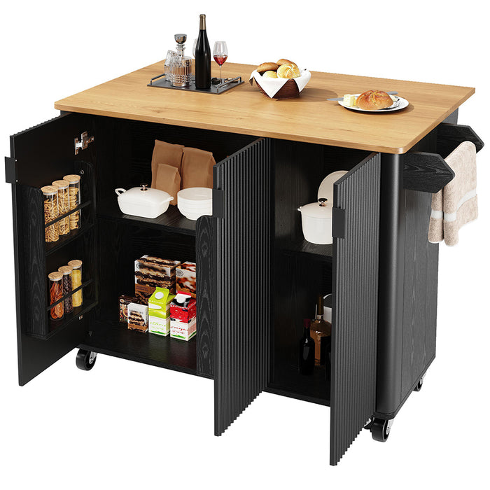 Isola cucina 3 ante - Xylo - 130x45x92cm bianco/nero legno