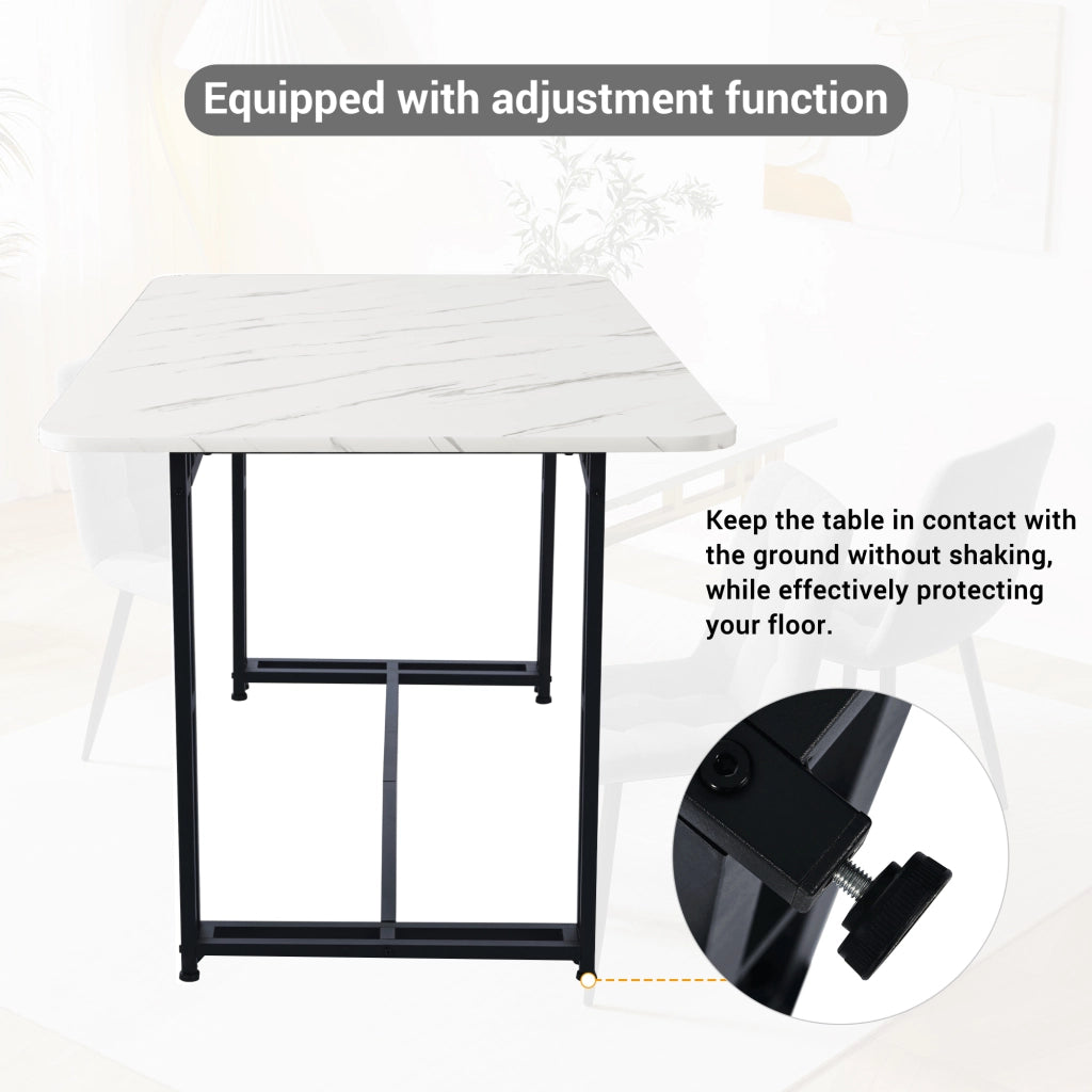 Tavolo da pranzo per 4 persone con 4 sedie, piano in MDF e gambe in metallo, per cucina e soggiorno, grigio, 120 × 70 cm