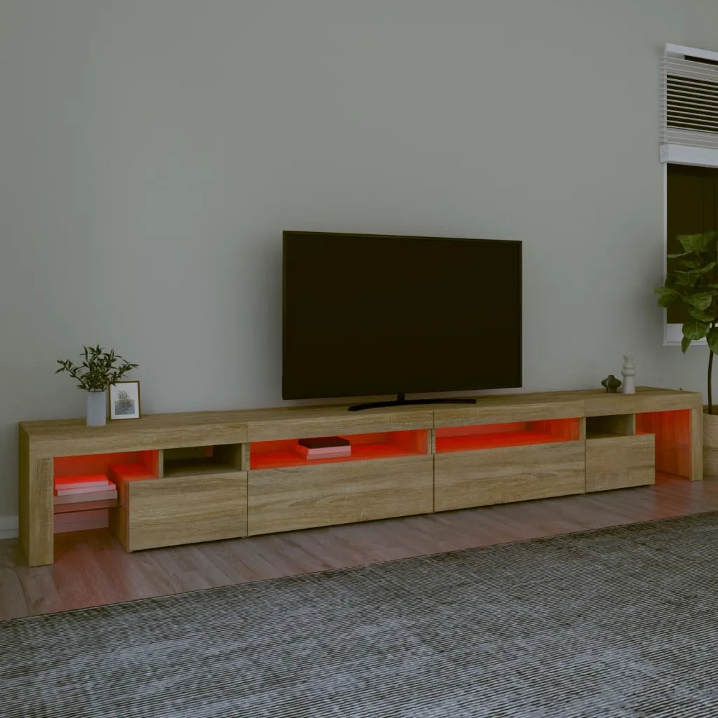 Mobile Porta TV con Luci LED-Credenza per TV Rovere Sonoma 290x36,5x40 cm