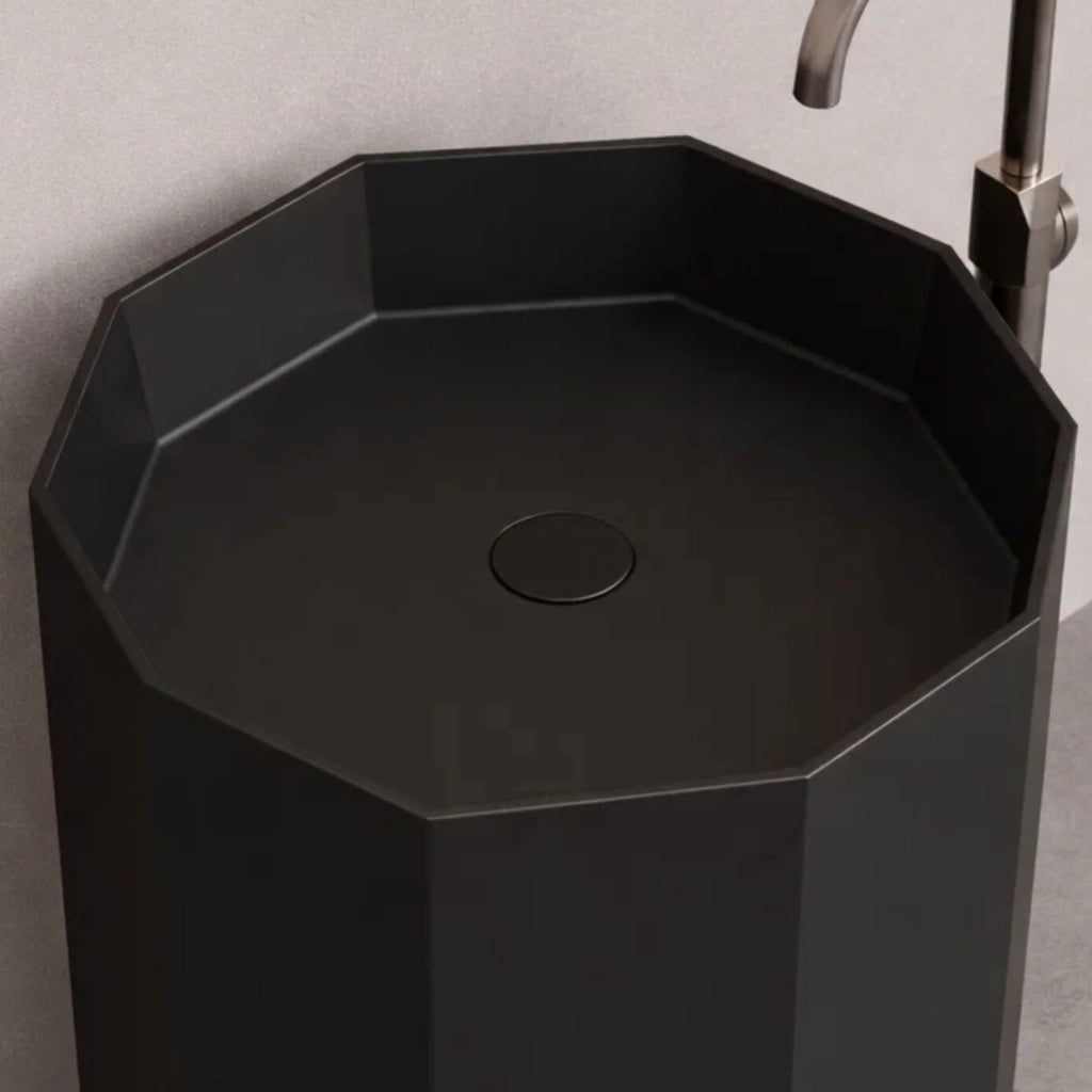 Lavabo da centro stanza erik in artificial stone free standing nero opaco *** finitura- nero opaco, confezione 1