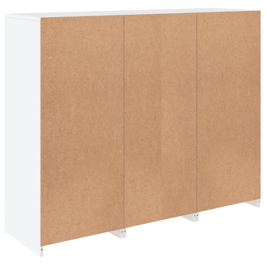Buffet credenza cassettiera armadio mobile contenitore organizer per cucina soggiorno salotto con luci LED 3 pezzi legno ingegnerizzato bianco 02_0037199