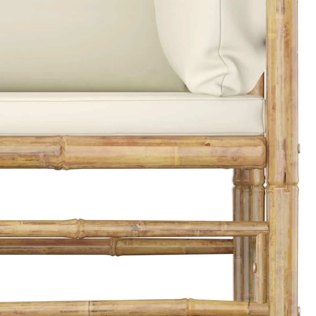 Set di mobili da giardino mobili da esterno 6 pezzi con cuscini bambù bianco crema 02_0016635