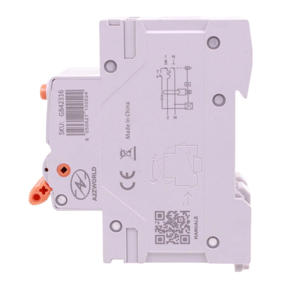 RCBO Interruttore Magnetotermico Differenziale Tipo B Curva C 1P+N 2M 6000A 30mA AC 230V IP20 Disponibili 16A 20A 25A 32A 40A (C16A)