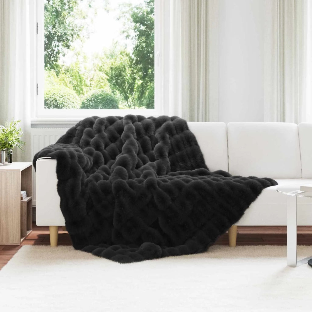 Coperta antiscivolo in sintetica di coniglio Olite 4 pcs Nero 42021838