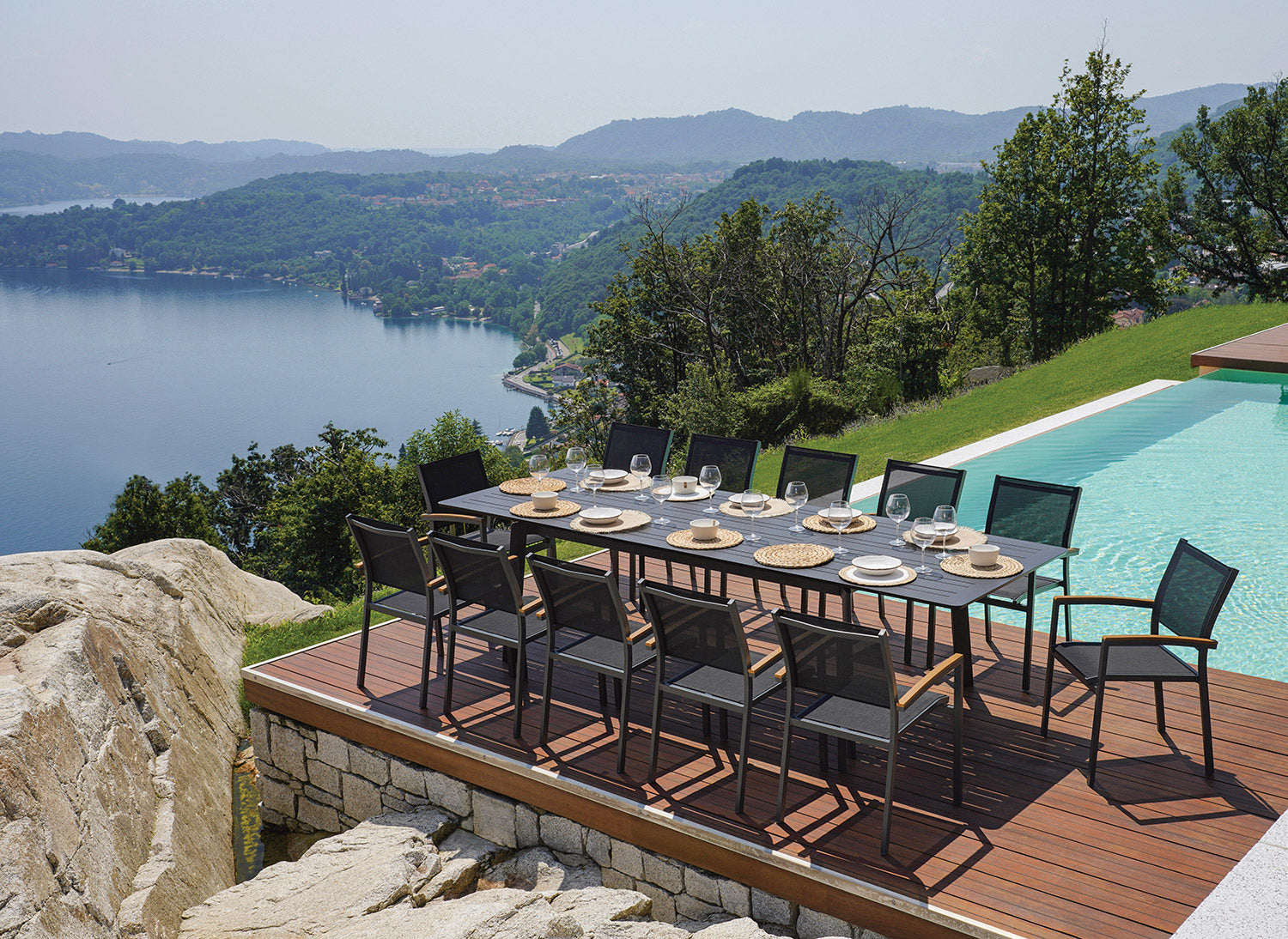 Tavolo Allungabile da Giardino 200/300x102x75 cm Porto Ercole in Alluminio Antracite