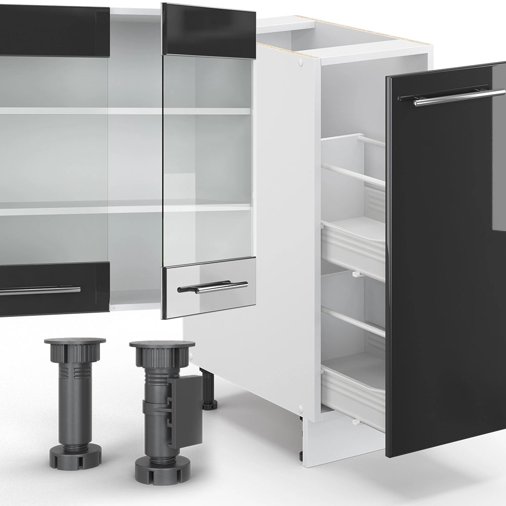 Cucina componibile Fame-Line Antracite lucido/Bianco 280 cm, PL Antracite Vicco