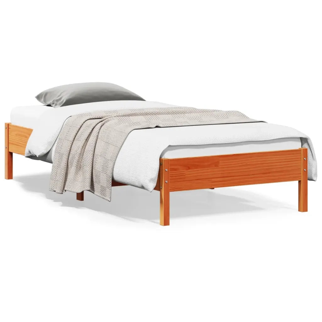 Letto senza Materasso Marrone Cera 100x200 cm in Legno di Pino 842709