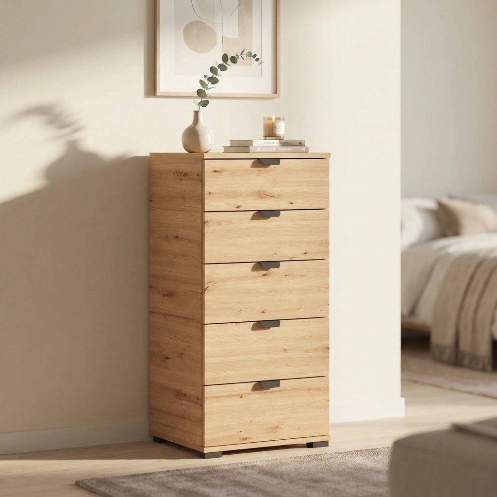 cassettiera moderna 5 cassetti cm 45x40x95 h - PLUS