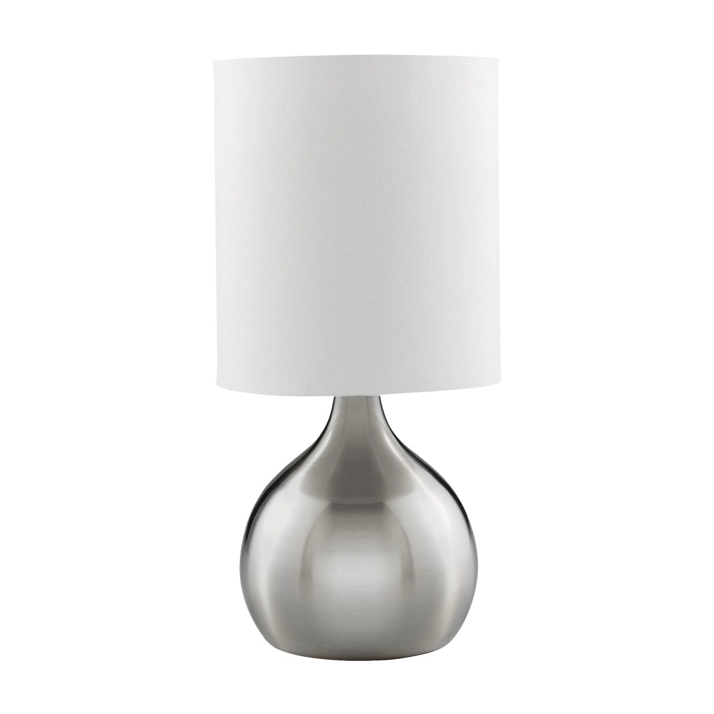Abatjour Contemporaneo Tocco Acciaio Argento Tessuto 1 Luce E14
