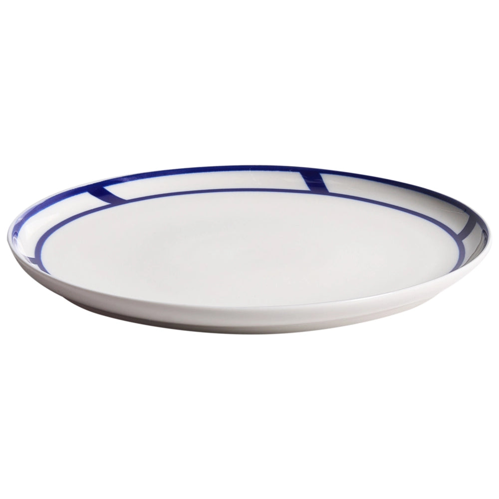 Servizio da tavola in porcellana bianco e blu 24 pezzi finitura smaltata bordo decorativo per 4 persone realizzato a mano per sala da pranzo e cucina
