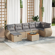 Set Divano da Giardino 8 pz con Cuscini Beige in Polyrattan 3325853