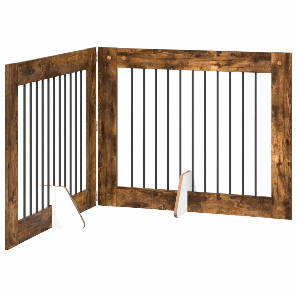 Cancello per cani con supporti 2 pz Rovere Fumo 100 x 80 cm CFW4831900