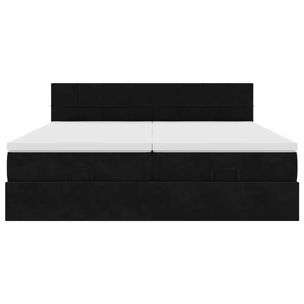 Struttura Letto Pouf con Materassi Nero 180x200 cm in Velluto 3312076