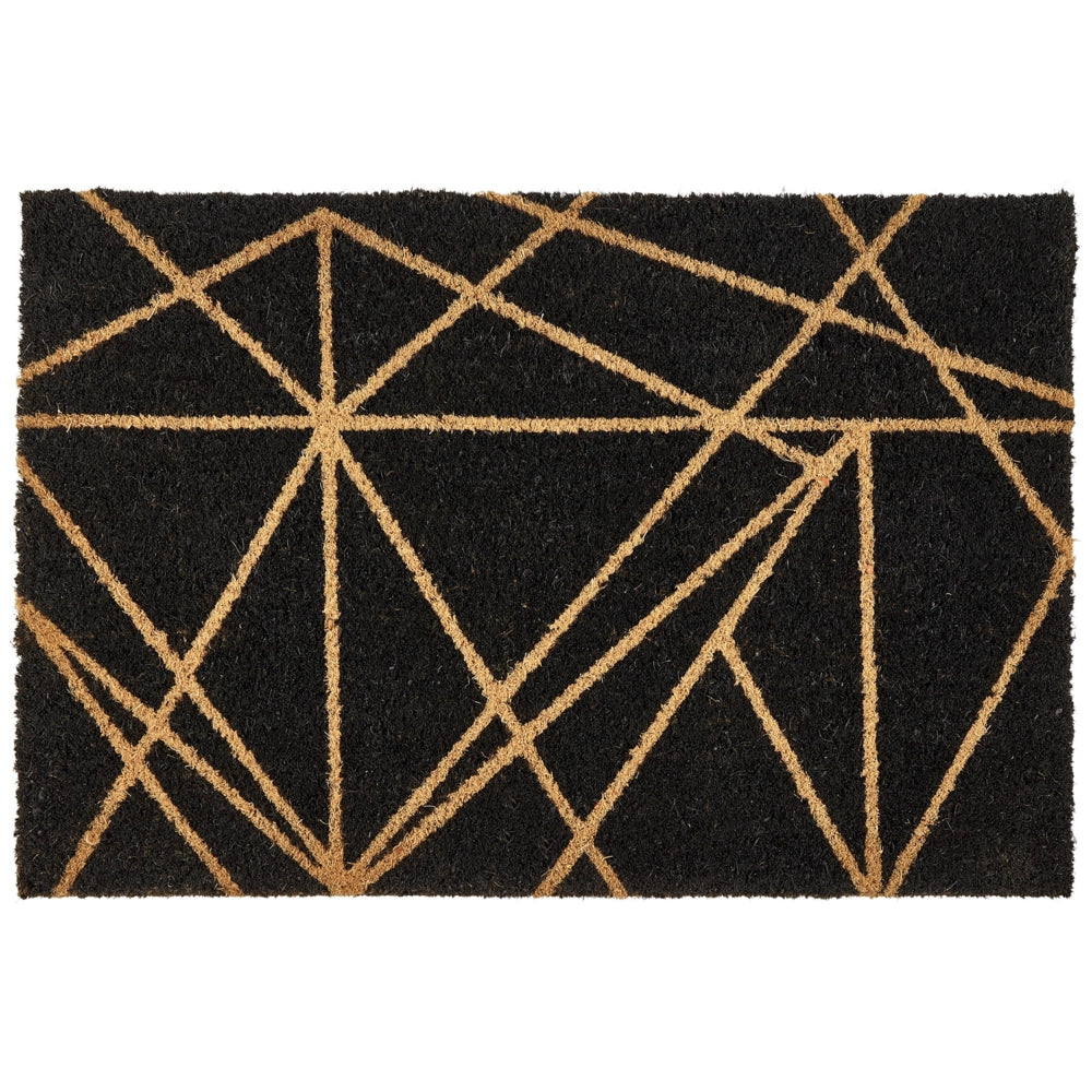 Zerbino nero in cocco naturale con fondo in PVC antiscivolo 40 x 60 cm motivo geometrico Glam Decorazione moderna per interni
