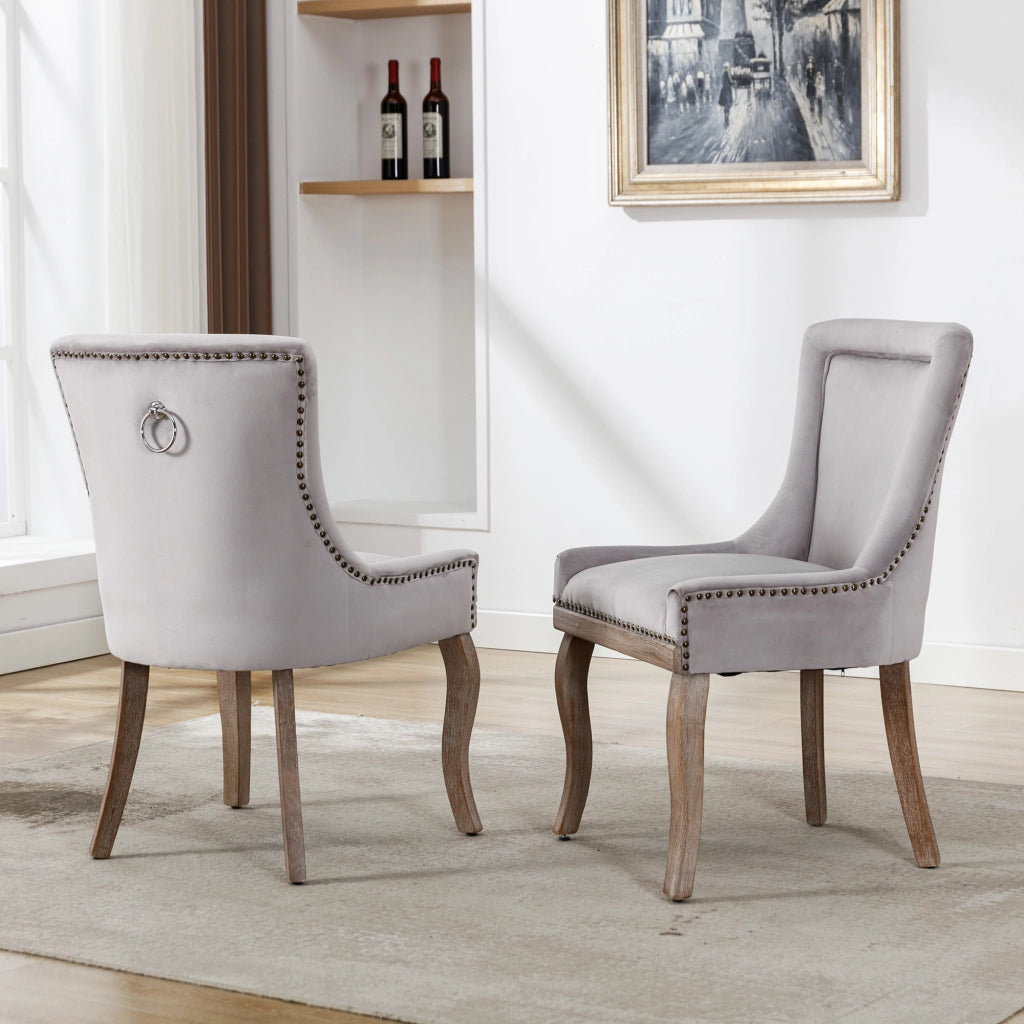 Sedia da pranzo lussuosa - Zephmum - 2 pezzi - Rivestimento in velluto grigio