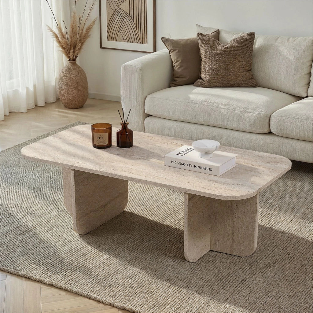 Tavolino in legno "Akira" 120 x 60 x 41 cm - Travertino